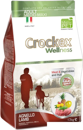 Сухой корм для собак Crockex Wellness Medio-Maxi Adult Lamb & Rice 12 кг - фото 1 - id-p202587688