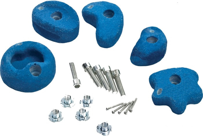 Зацепы для скалодрома KBT из полистоуна с крепежем (M, 100-120 мм, синий) - фото 1 - id-p202715188