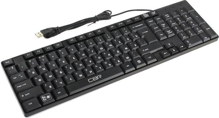 Клавиатура CBR KB-110 Black USB 102КЛ офисн.,поверхность под карбон, переключение языка 1 кнопкой (софт)
