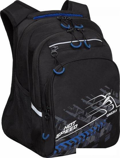 Школьный рюкзак Grizzly RB-350-3 (черный/синий) - фото 1 - id-p202586882
