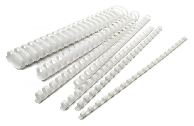 Пружины для переплета пластиковые Silwerhof d 12мм 56-80лист A4 белый (100шт) (1373587), фото 2