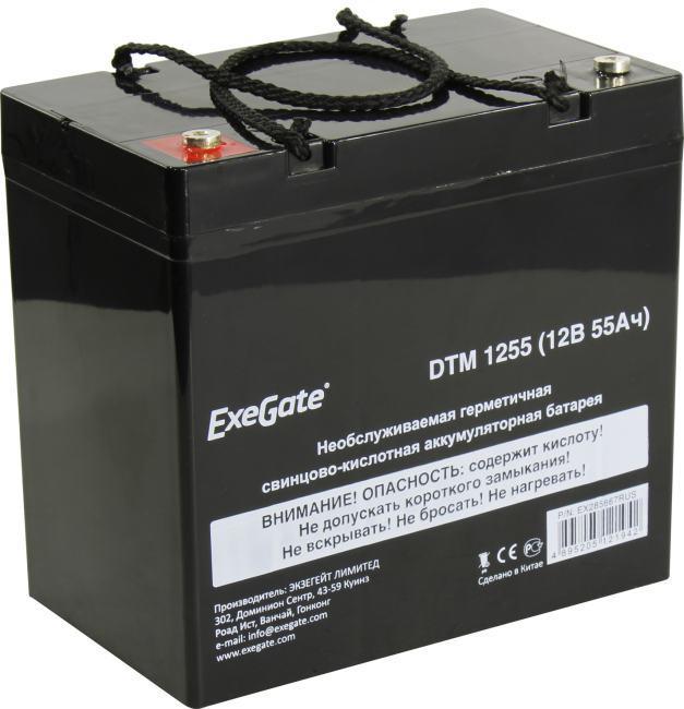 Аккумуляторная батарея ExeGate DTM 1255 (12V 55Ah, под болт М6) EX285667RUS - фото 1 - id-p203912169