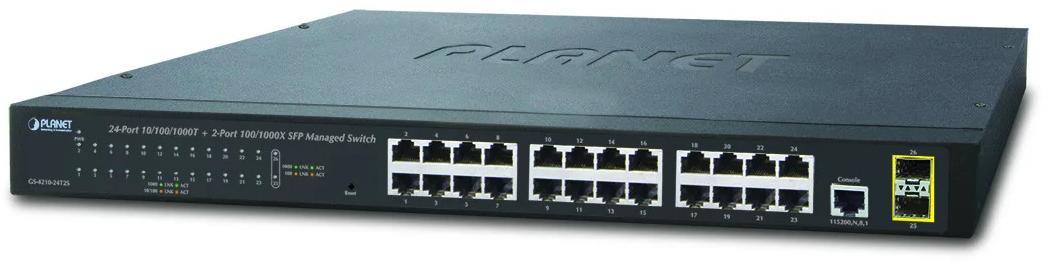 Коммутатор PLANET Technology Corporation. PLANET IPv4/IPv6, 24-Port 10/100/1000Base-T + 2-Port 100/1000MBPS - фото 1 - id-p203912335