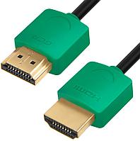 Greenconnect Кабель SLIM 0.5m HDMI 2.0, зеленые коннекторы Slim, OD3.8mm, HDR 4:2:2, Ultra HD, 4K 60 fps 60Hz,