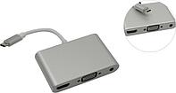 ORIENT Кабель-адаптер C029, USB3.1 Type-C (DisplayPort Alt mode) -> HDMI+VGA+Audio, 4K@30Hz/ 1080p@60Hz, 0.15