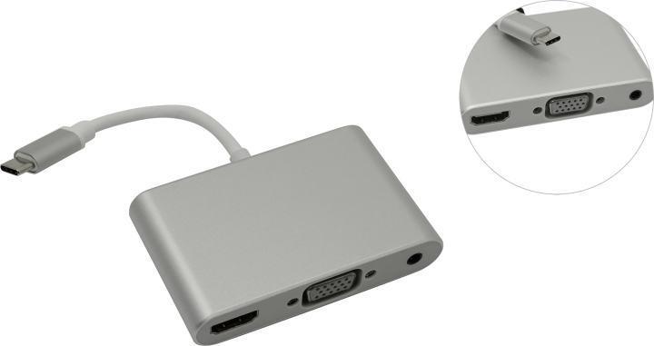 ORIENT Кабель-адаптер C029, USB3.1 Type-C (DisplayPort Alt mode) - HDMI+VGA+Audio, 4K@30Hz/ 1080p@60Hz, 0.15 - фото 1 - id-p203908553
