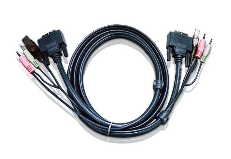 Кабель ATEN 2L-7D02UD KVM USB(тип А Male)+DVI-D(Male)2хАудио(Male) - USB(тип B Male)+DVI-D(Male)+2хАудио(Male) - фото 1 - id-p203917770