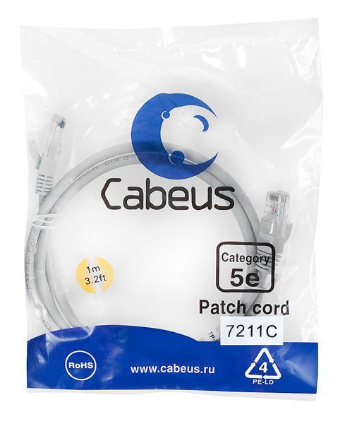 Патч-корд Cabeus PC-UTP-RJ45-Cat.5e-1m Кат.5е 1 м серый - фото 1 - id-p203913831