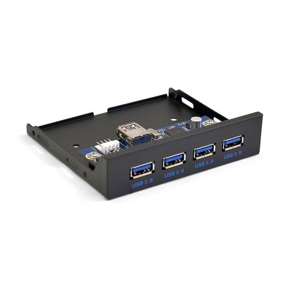 Exegate EX283580RUS Планка USB на переднюю панель ExeGate U3H-625, 3,5", 4*USB3.0, черная, металл, - фото 1 - id-p203908838