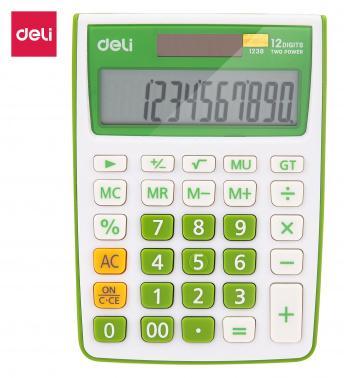 Калькулятор настольный Deli E1238/GRN зеленый 12-разр. - фото 1 - id-p203910815