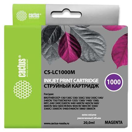 Картридж струйный Cactus CS-LC1000M пурпурный (20мл) для Brother DCP 130C/330С/MFC-240C/5460CN, фото 2