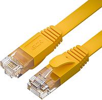 GCR Патч-корд PROF плоский прямой 2.0m, UTP медь кат.6, желтый, 30 AWG, ethernet high speed 10 Гбит/с, RJ45,