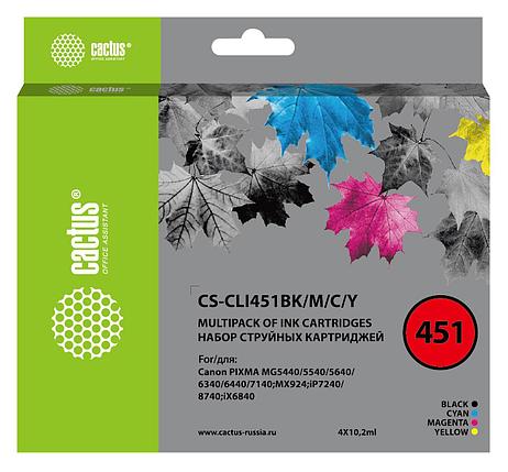 Картридж струйный Cactus CS-CLI451BK/M/C/Y черный/голубой/желтый/пурпурный набор (40.8мл) для Canon, фото 2