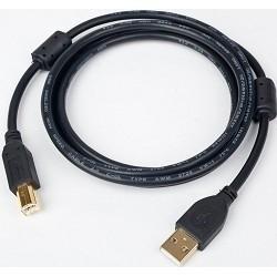 Bion Кабель интерфейсный USB 2.0 AM/BM, позолоченные контакты, ферритовые кольца, 3м, черный - фото 1 - id-p203914989