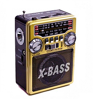 Радиоприемник Waxiba XB-331URT USB/TF/SD/AUX/FM64-108 Mhz + фонарь  цвет : золотой, красный