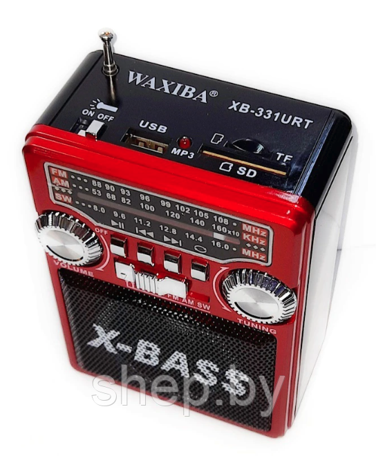 Радиоприемник Waxiba XB-331URT USB/TF/SD/AUX/FM64-108 Mhz + фонарь цвет : золотой, красный - фото 4 - id-p203919310