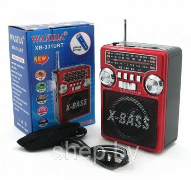 Радиоприемник Waxiba XB-331URT USB/TF/SD/AUX/FM64-108 Mhz + фонарь цвет : золотой, красный - фото 5 - id-p203919310