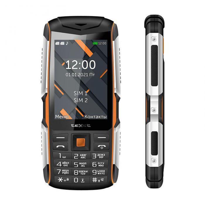 Кнопочный ударопрочный сотовый мобильный телефон TEXET TM-D426 черный-оранжевый