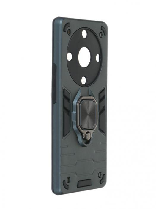 Чехол DF для Honor X9a / Magic5 Lite с магнитом и кольцом Dark Green hwArmor-03