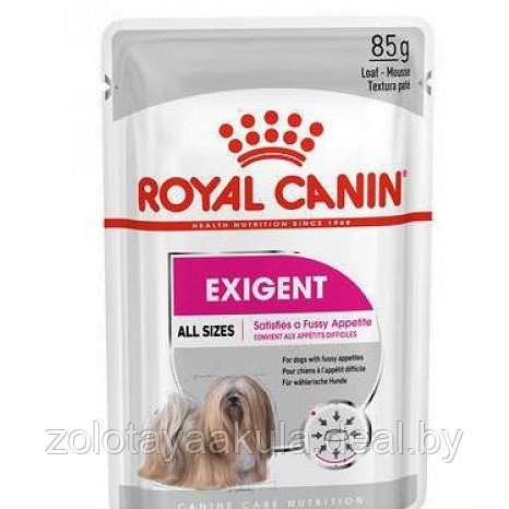 85гр Влажный корм ROYAL CANIN Exigent Care для взрослых собак привередливых в питании, паштет (пауч) - фото 1 - id-p203923686