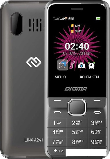 Кнопочный телефон Digma Linx A241 (серый) - фото 1 - id-p203925275