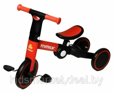 T801 Детский велосипед беговел 2в1 , съемные педали, красный, TRIMILY