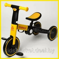 T801 Детский велосипед беговел 2в1 , съемные педали, желтый, TRIMILY