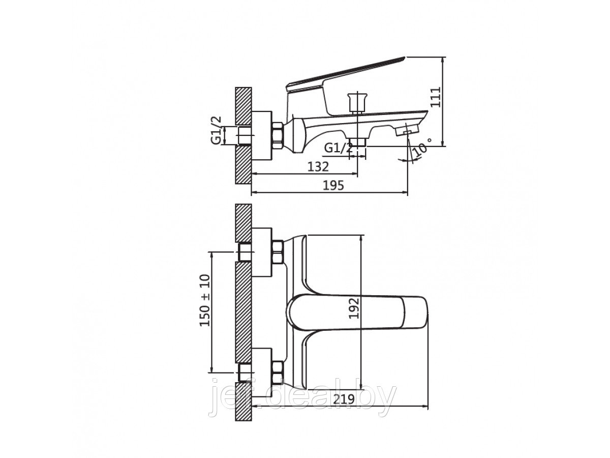 Смеситель для ванны (LT) корий излив D35 AVBEN3-A454 AV ENGINEERING AVBEN3-A454-632 - фото 2 - id-p203950442