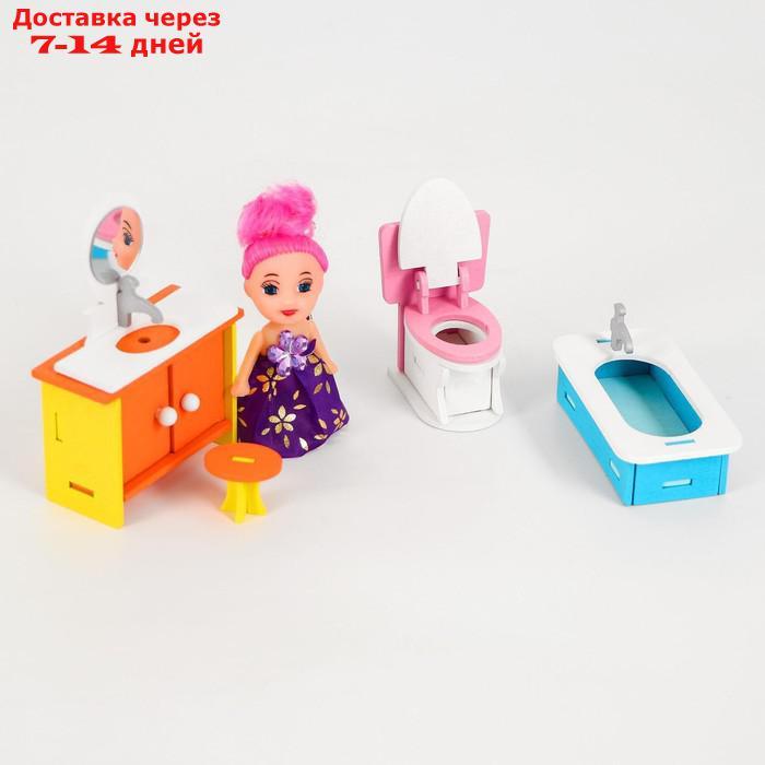 Мебель для кукол "Ванная комната" + куколка в подарок - фото 3 - id-p203878354