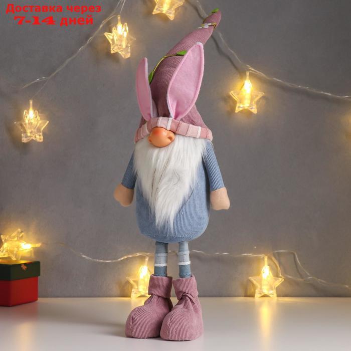 Кукла интерьерная "Дед Мороз в розово-голубом наряде, в колпаке с ушками" 48х10х13 см - фото 4 - id-p203877341
