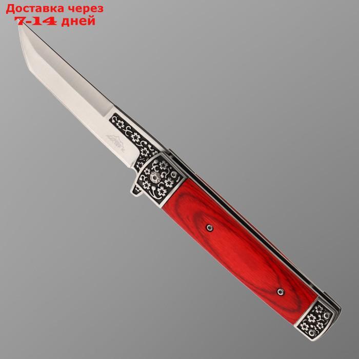 Нож складной Танто полуавтоматический, ручка дерево 22,8см, клинок 9,5см - фото 1 - id-p203874727