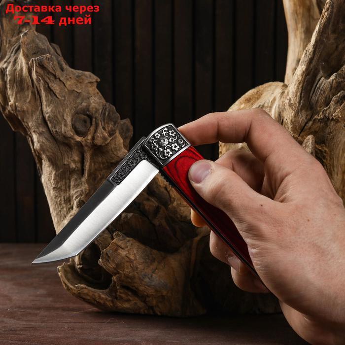 Нож складной Танто полуавтоматический, ручка дерево 22,8см, клинок 9,5см - фото 7 - id-p203874727