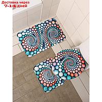 Набор ковриков для ванны и туалета "Каменные завитки", 3 шт: 35×39, 40×50, 45×75 см