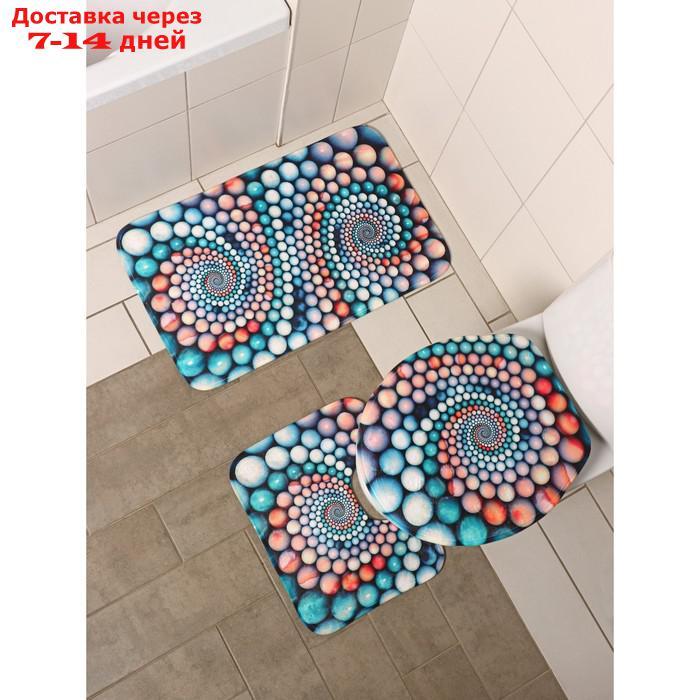 Набор ковриков для ванны и туалета "Каменные завитки", 3 шт: 35×39, 40×50, 45×75 см - фото 1 - id-p203878789