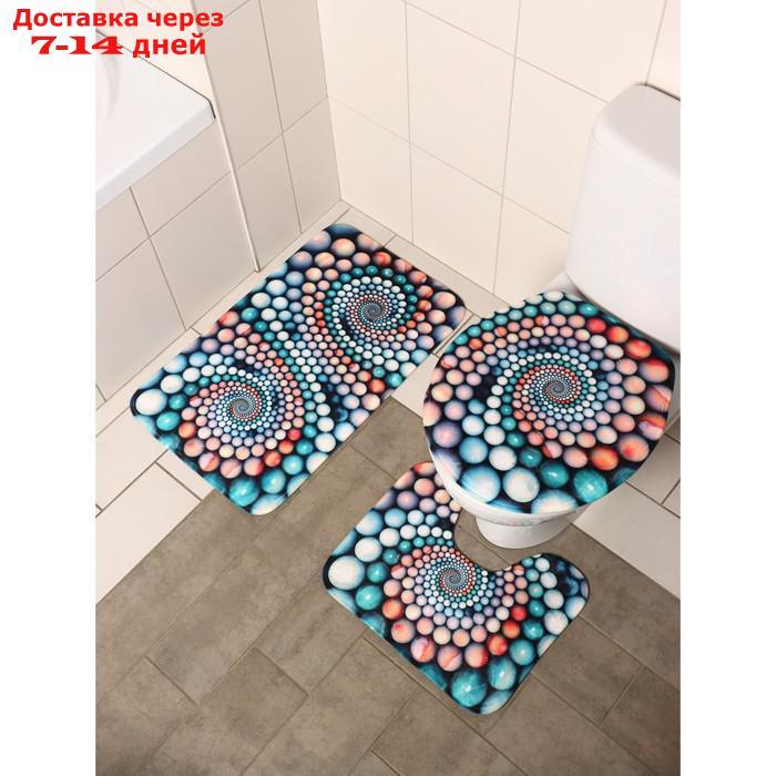 Набор ковриков для ванны и туалета "Каменные завитки", 3 шт: 35×39, 40×50, 45×75 см - фото 2 - id-p203878789