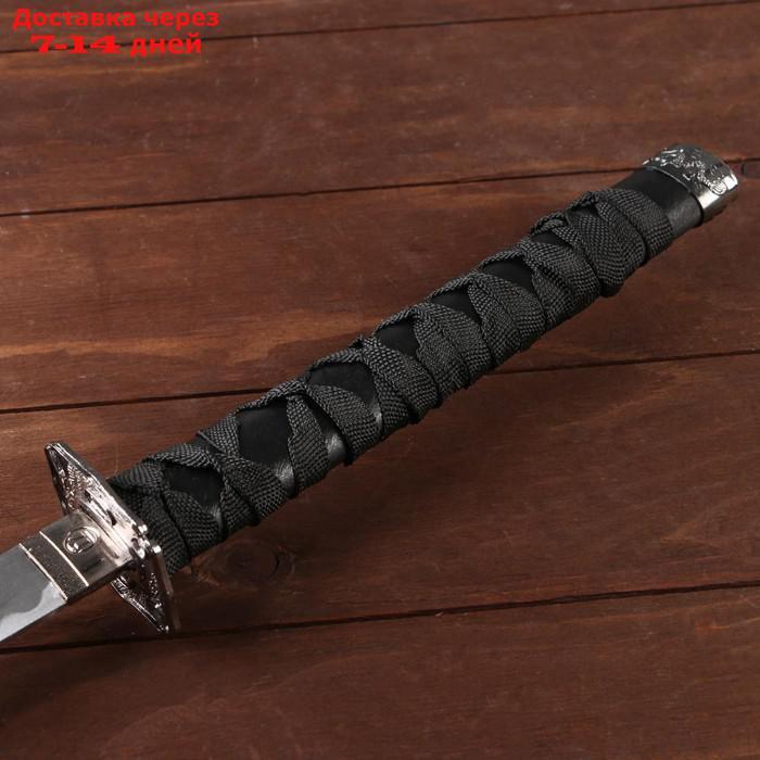 Сувенирное оружие "Катана на подставке", чёрные ножны с резным драконом, 102см - фото 6 - id-p203874118