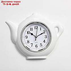 Часы настенные, серия: Кухня, "Чайник", хром, 30х23 см