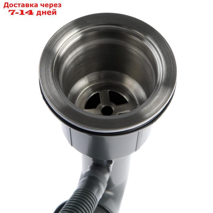 Мойка кухонная AFLORN AF95044F, врезная, S=3,0 и 0,8 мм, 50х44х20 см, сифон, графит - фото 7 - id-p203875479