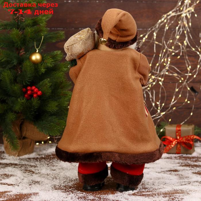Дед Мороз "В коричневой шубке, с посохом" двигается, 20х50 см - фото 3 - id-p203878948