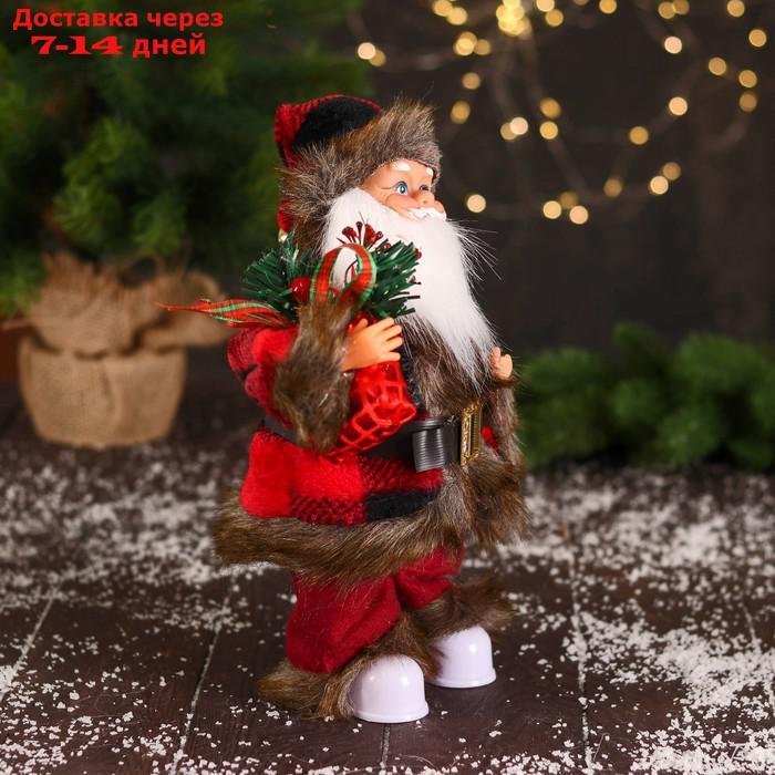 Дед Мороз "В меховом красном костюмчике, с мешком" двигается, 11х30 см - фото 2 - id-p203878979