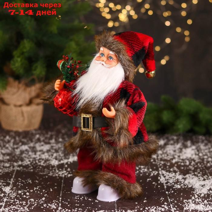 Дед Мороз "В меховом красном костюмчике, с мешком" двигается, 11х30 см - фото 4 - id-p203878979