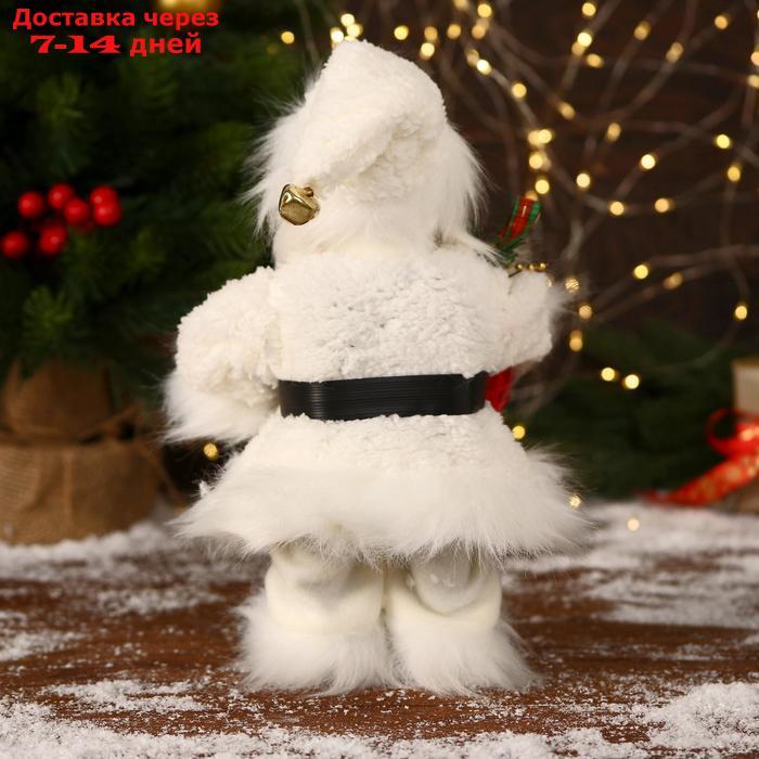 Дед Мороз "В меховом белом костюмчике, с мешком" двигается, 11х30 см - фото 3 - id-p203878986
