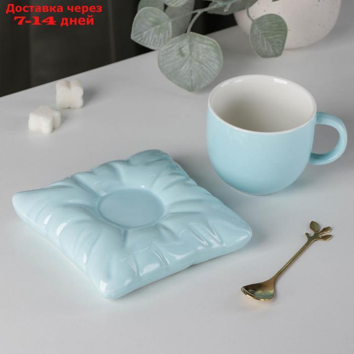 Чайная пара "Зефирка", чашка 250 мл, блюдце d=13 см, цвета голубой - фото 2 - id-p203875797