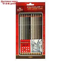 Карандаши 12 цв Koh-i-Noor POLYCOLOR 3822, GRAY LINE, мет/пенал в блистере