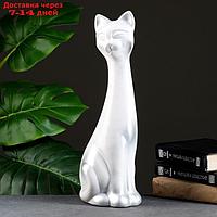 Статуэтка "Кот" белая в серебре, 39,5см