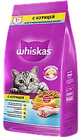 "WHISKAS" сухой корм для стерилизованных кошек, с курицей и вкусными подушечками 5кг