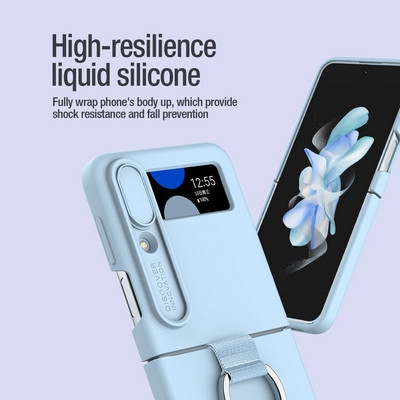 Силиконовая накладка Nillkin CamShield Silky Silicone Case Черная для Samsung Galaxy Z Flip 4 - фото 7 - id-p203965351