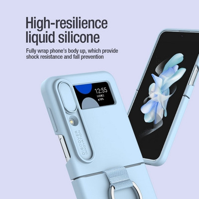 Силиконовая накладка Nillkin CamShield Silky Silicone Case Зеленая для Samsung Galaxy Z Flip 4 - фото 7 - id-p203965352