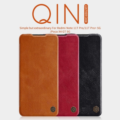 Кожаный чехол Nillkin Qin Leather Case Красный для Xiaomi Poco X4 GT - фото 5 - id-p203965405