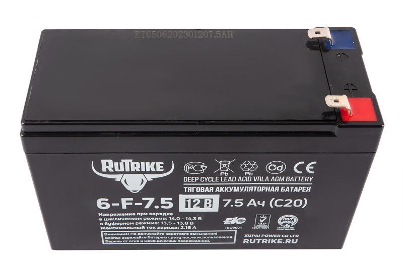 Тяговый аккумулятор RuTrike 6-F-7,5 (12V7,5A/H C20) - фото 2 - id-p203975537